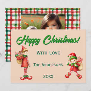 Personalised Cute Little Elf Christmas Photo Holiday Card