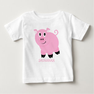 Personalised Cute Little Pink Pig Girls Baby T-Shirt