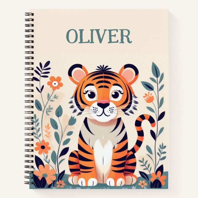 Personalised Cute Little Tiger  Notebook (Front)