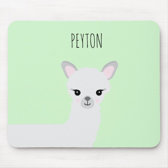 Personalised cute llama illustration mouse pad (Front)