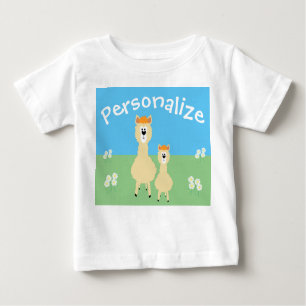 Personalised Cute Llama With Daisies Baby T-Shirt