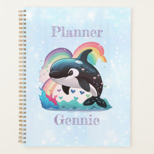 Personalised Cute Magical Orca Rainbow Ocean Planner