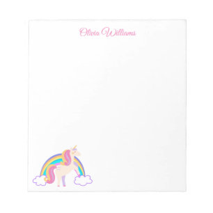 Personalised Cute Magical Rainbow Unicorn  Notepad