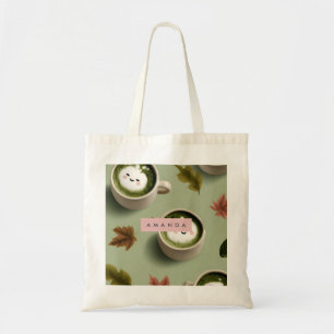 Personalised Cute Matcha Latte Pattern Tote Bag
