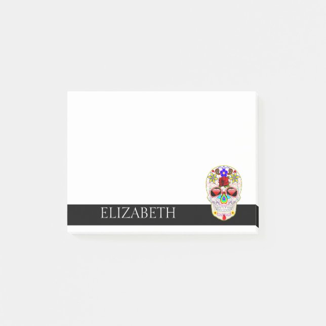 Personalised Cute Mexican Sugar Skull Halloween Post-it Notes (Front)