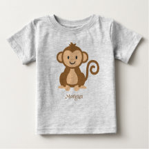 Personalised Cute Monkey Baby T-Shirt