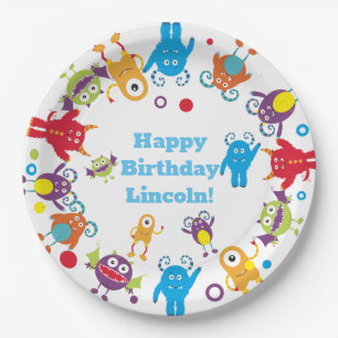 Personalised Cute Monster Birthday Party Plates