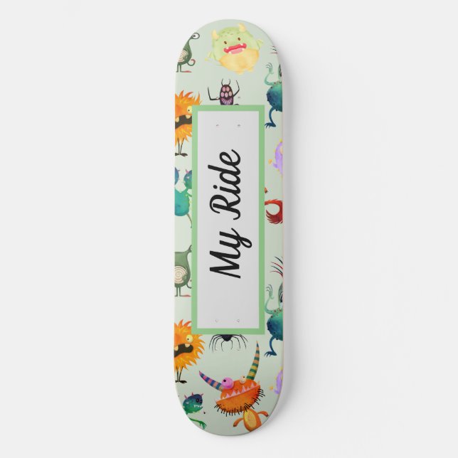 Personalised Cute Monster Design for Boys    Skateboard (Front)