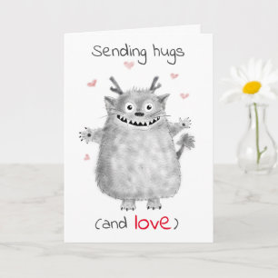 Personalised/ Cute Monster/ Sending Hugs and Love Card