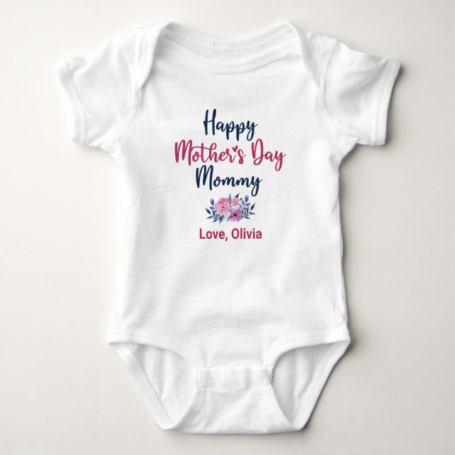 Personalised Cute Mother's Day with Baby Name Bodysuit (Front)