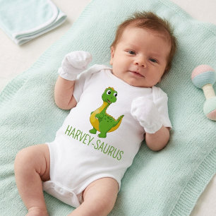 Personalised Cute Name Dinosaur Baby Bodysuit
