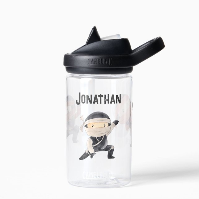 Personalised Cute Ninja Kids | Custom Name  Water Bottle (Creator Uploaded)