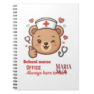 Personalised Cute Nurse Bear School Nurse Name Sig Notebook
