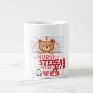 Personalised Cute Nurse Bear Sign, Sch Large Coffee Mug