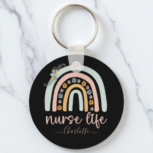Personalised Cute Nurse Life With Name For Nurse Key Ring