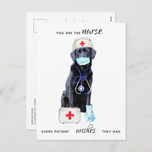 Personalised Cute Nursing Dog Nurses Day Holiday Postcard (Front/Back)