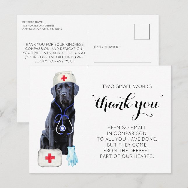 Personalised Cute Nursing Thank You Nurses Day Holiday Postcard (Front/Back)