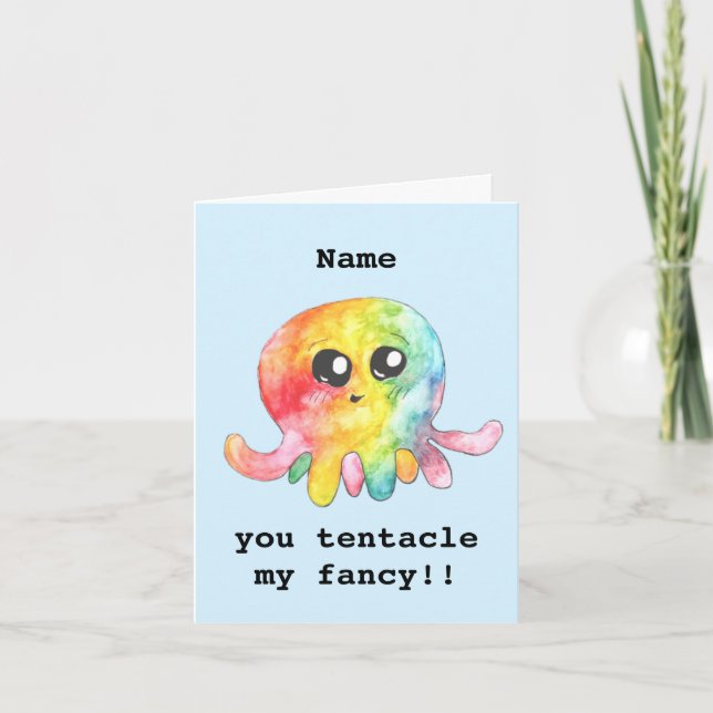 Personalised cute octopus valentines card (Front)