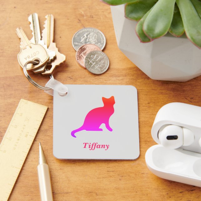 Personalised cute ombre cat  key ring (Desk)
