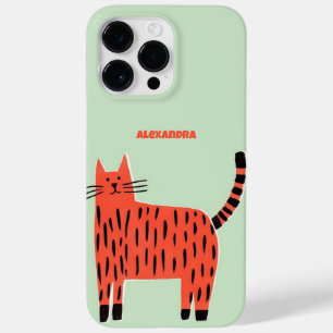 Personalised Cute Orange Striped Cat Case-Mate iPhone 14 Pro Max Case
