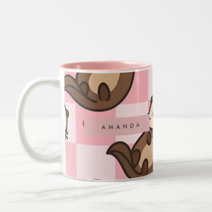 Personalised Cute Otter Love with Heart Pattern Two-Tone Coffee Mug