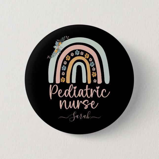 Personalised Cute Paediatrics Nurse With Name 6 Cm Round Badge (Front)