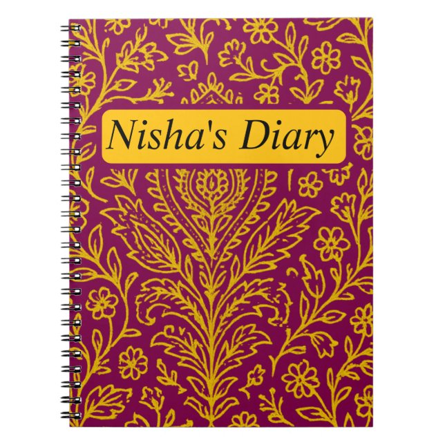 Personalised Cute Paisley Floral Print Notebook (Front)