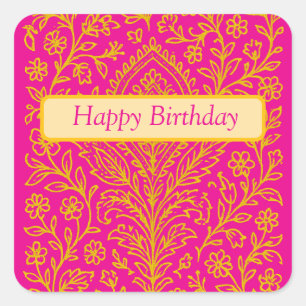 Personalised Cute Paisley Floral Print Notebook Square Sticker