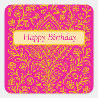 Personalised Cute Paisley Floral Print Notebook Square Sticker