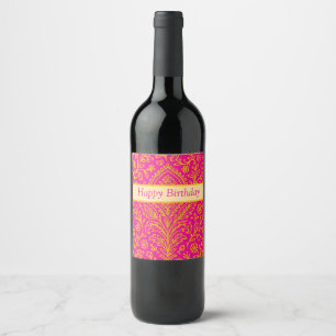 Personalised Cute Paisley Floral Print Notebook Wine Label