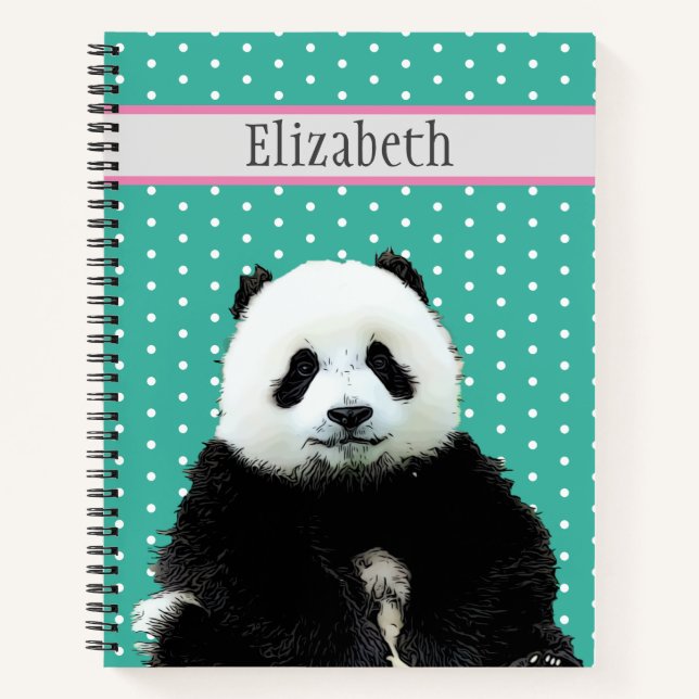 Personalised Cute Panda Bear Animal Name Kid's Notebook (Front)