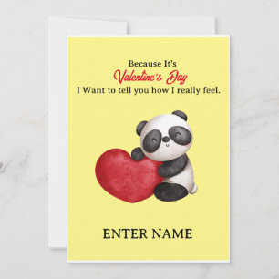Personalised Cute Panda Because It's Valentine Holiday Card