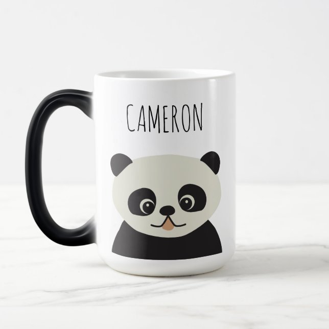Personalised Cute panda cartoon black and white Magic Mug (Left)