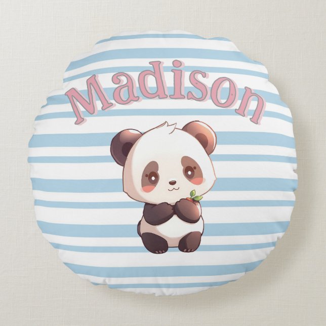 Personalised Cute Panda Round Cushion (Front)