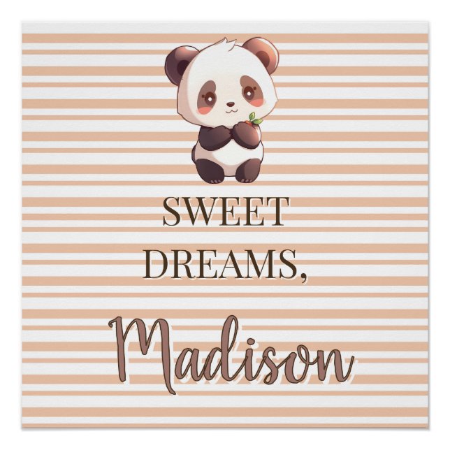 Personalised Cute Panda Sweet Dreams Poster (Front)
