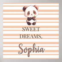 Personalised Cute Panda Sweet Dreams Poster