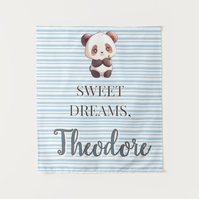 Personalised Cute Panda Sweet Dreams Tapestry (Front)