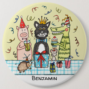 Personalised Cute Party Animals Button Badge