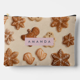 Personalised Cute Pastel Gingerbread Cookie Accessory Pouch