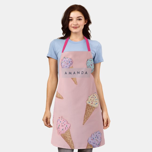 Personalised Cute Pastel Ice Cream  Apron (Worn)