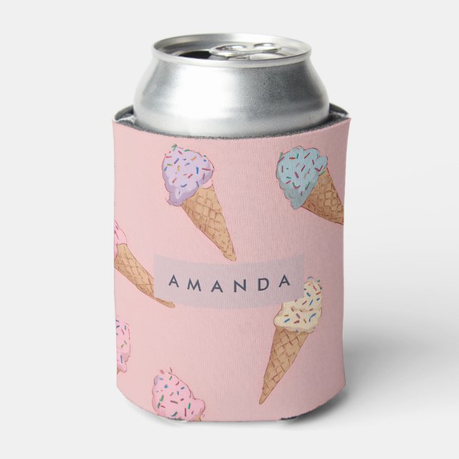 Personalised Cute Pastel Ice Cream  Can Cooler (Can Front)
