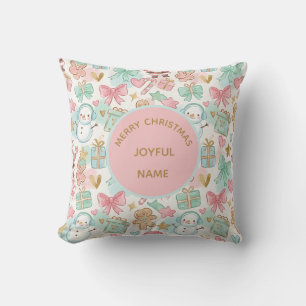 Personalised Cute Pastel Kawaii Christmas Custom Cushion
