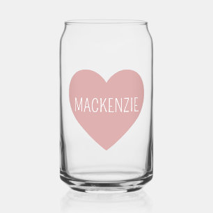 Personalised Cute Pastel Pink Heart Can Glass