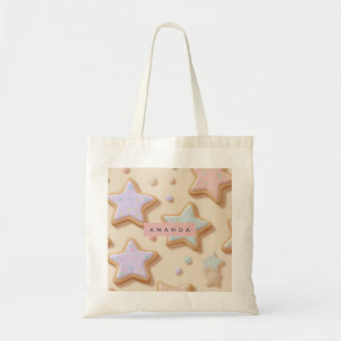 Personalised Cute Pastel Star Cookies Pattern Tote Bag