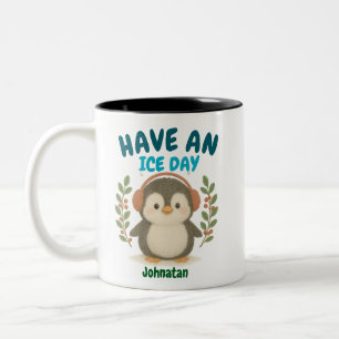  Personalised Cute Penguin Mug – “Have an Ice Day”