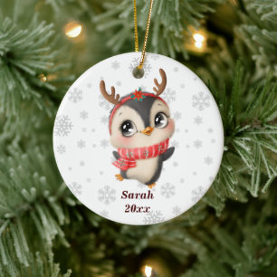 Personalised Cute Penguin - My First Christmas Ceramic Ornament