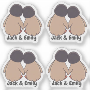 Personalised Cute Penguin Valentine Stickers