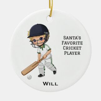 Personalised Cute Personalised Cricket Player Ceramic Ornament
