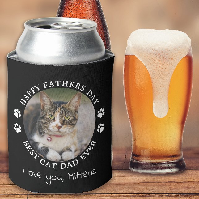 Personalised Cute Pet Photo Fathers Day Cat Dad Can Cooler (Creator Uploaded)