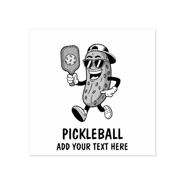 Personalised Cute Pickle Playing Pickleball Funny Rubber Stamp (Imprint)